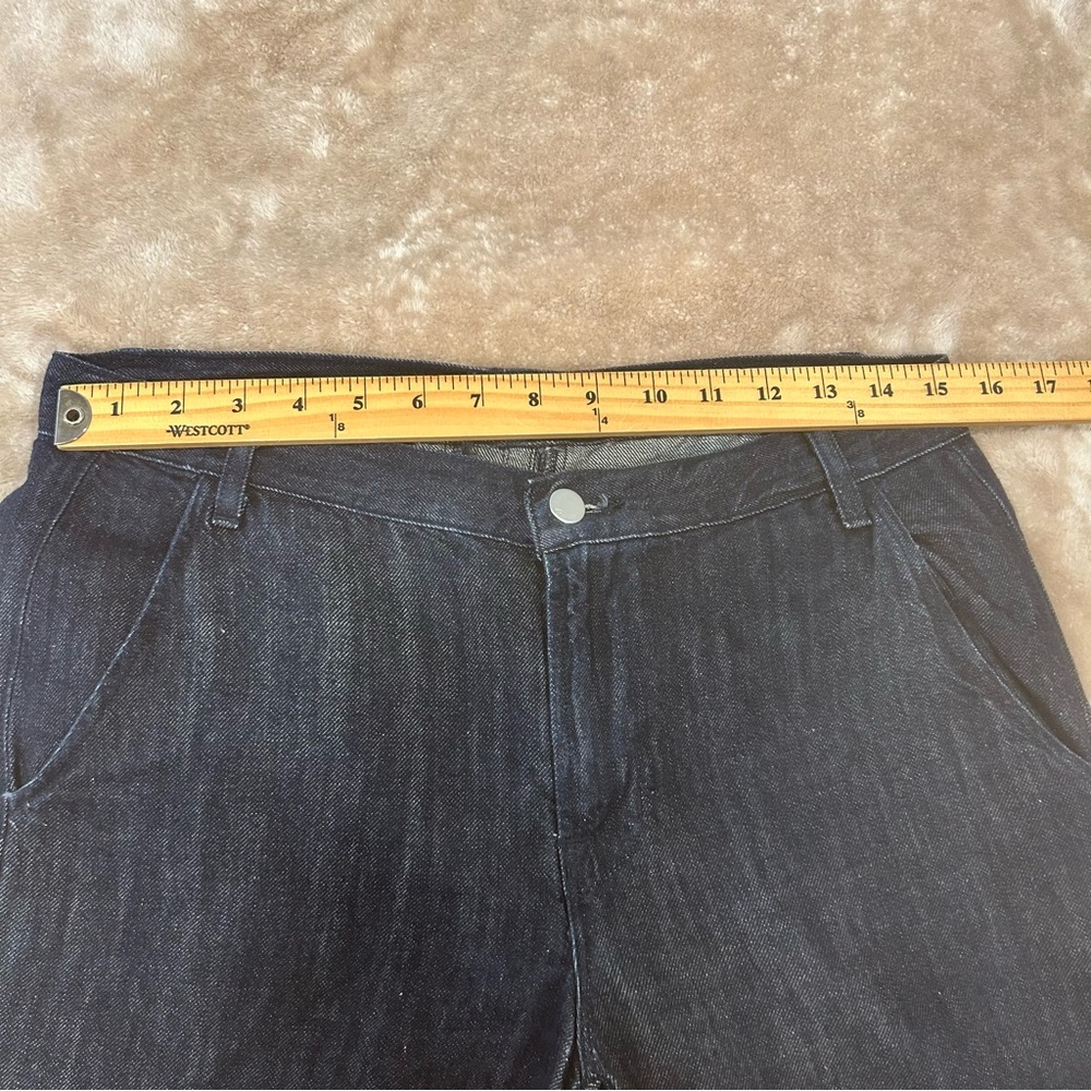 J Brand Wide Leg Flare Jeans Sz 28 Dark Wash Y2K Made in USA Cotton Linen Denim - Picture 6 of 14